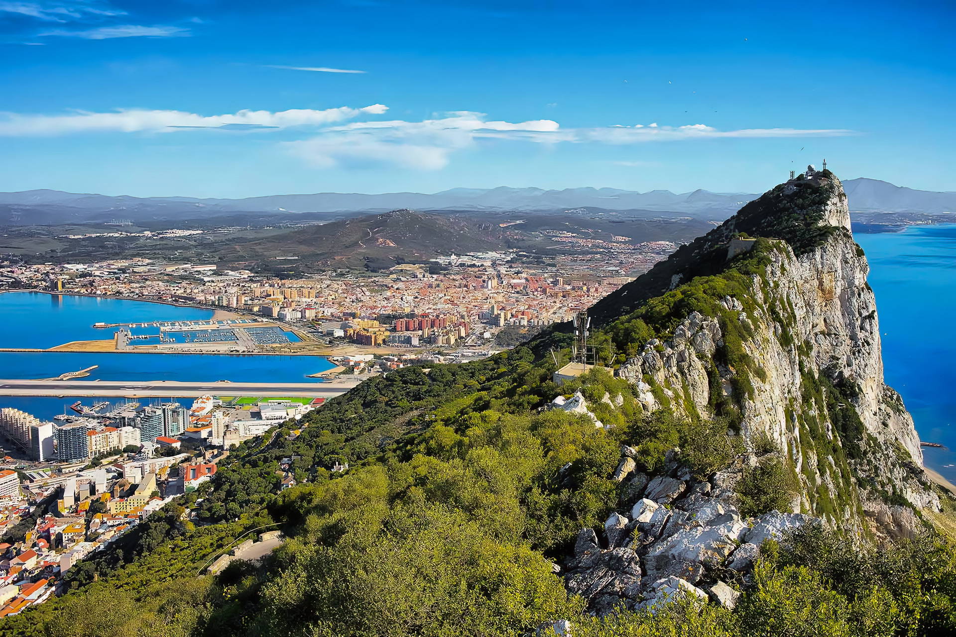 Widok z lotu ptaka na Gibraltar.