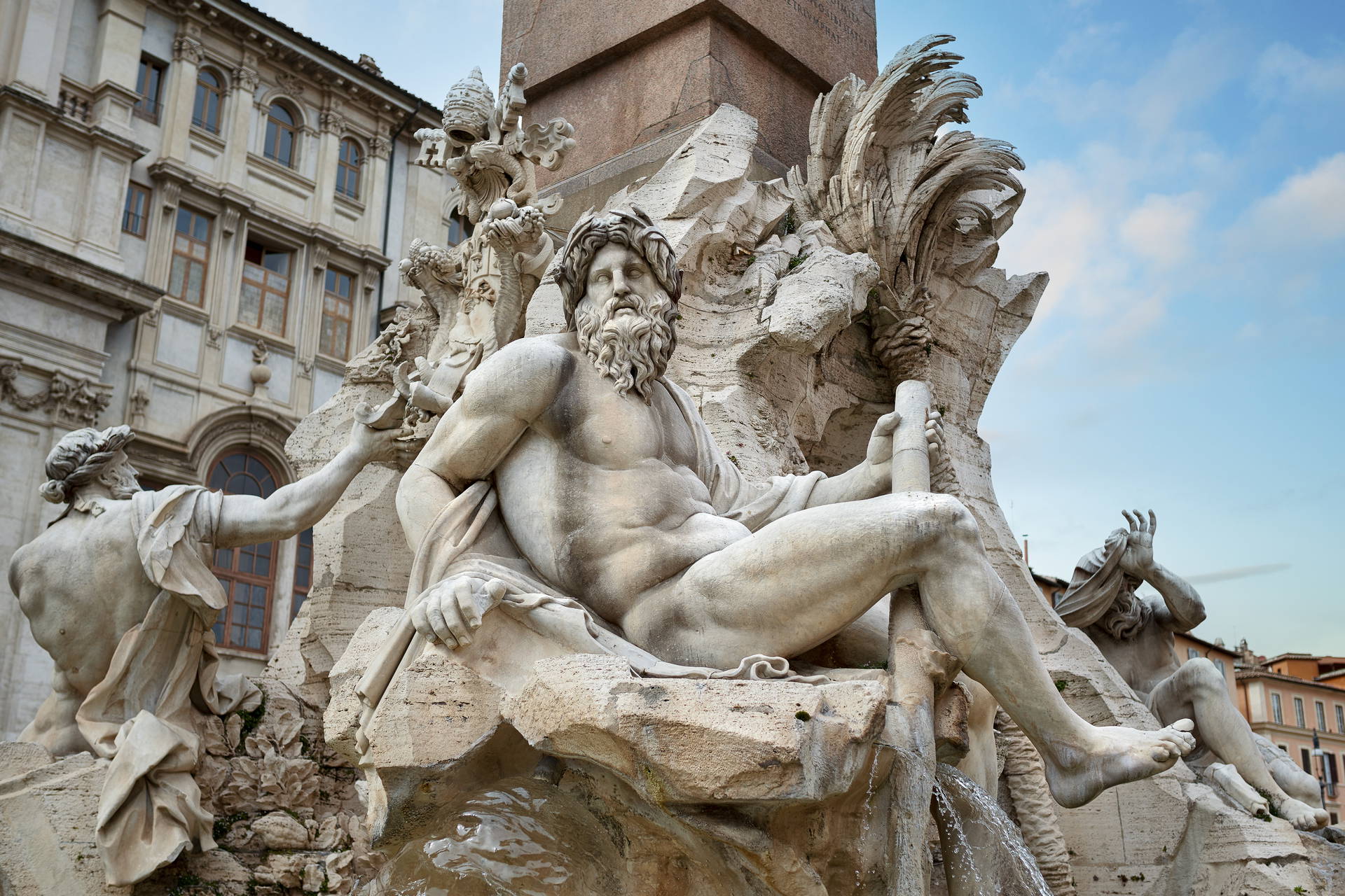 Fontanna Czterech Rzek na Piazza Navona, Rzym.