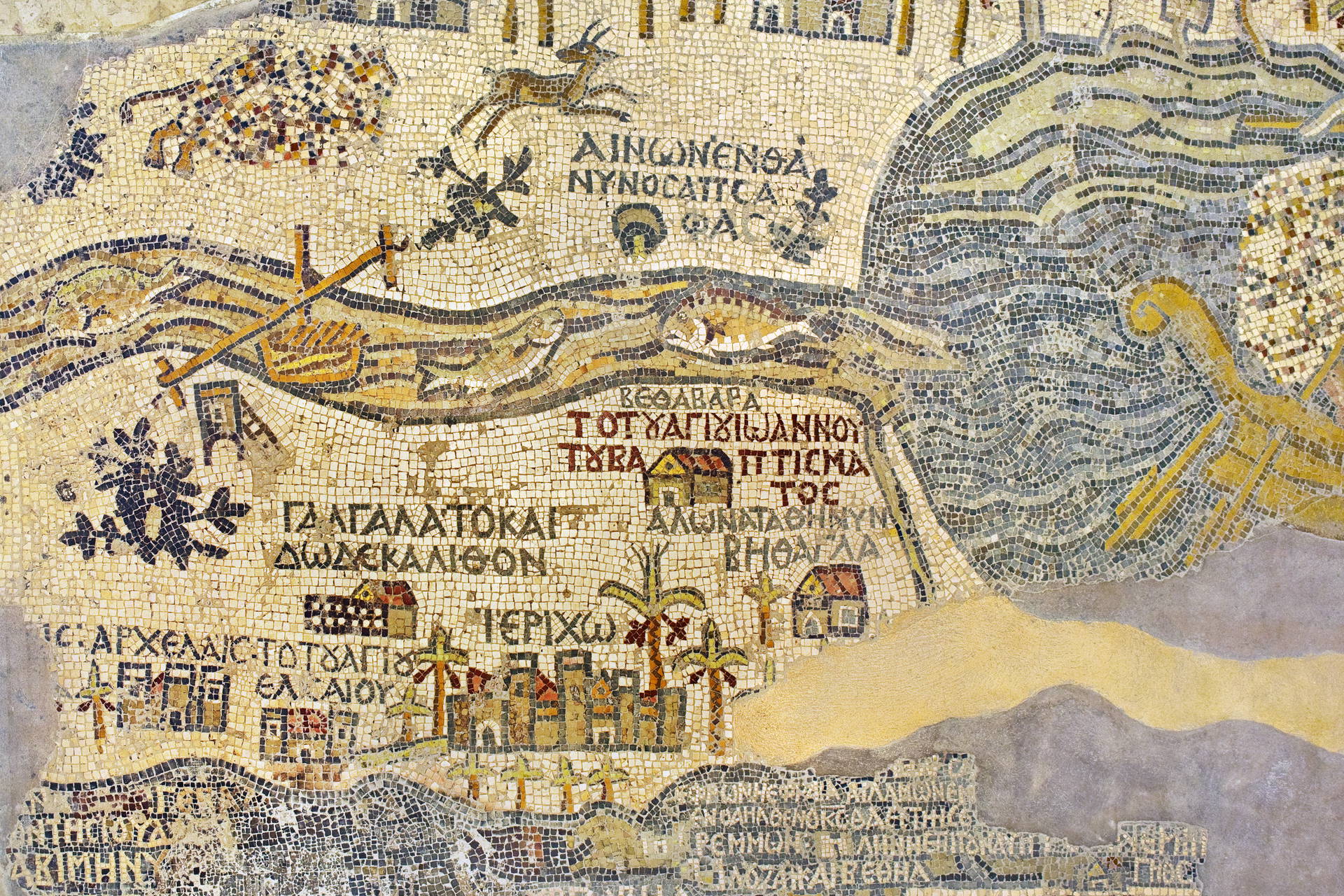 Mozaika z Madaby przedstawiająca mapę Palestyny.