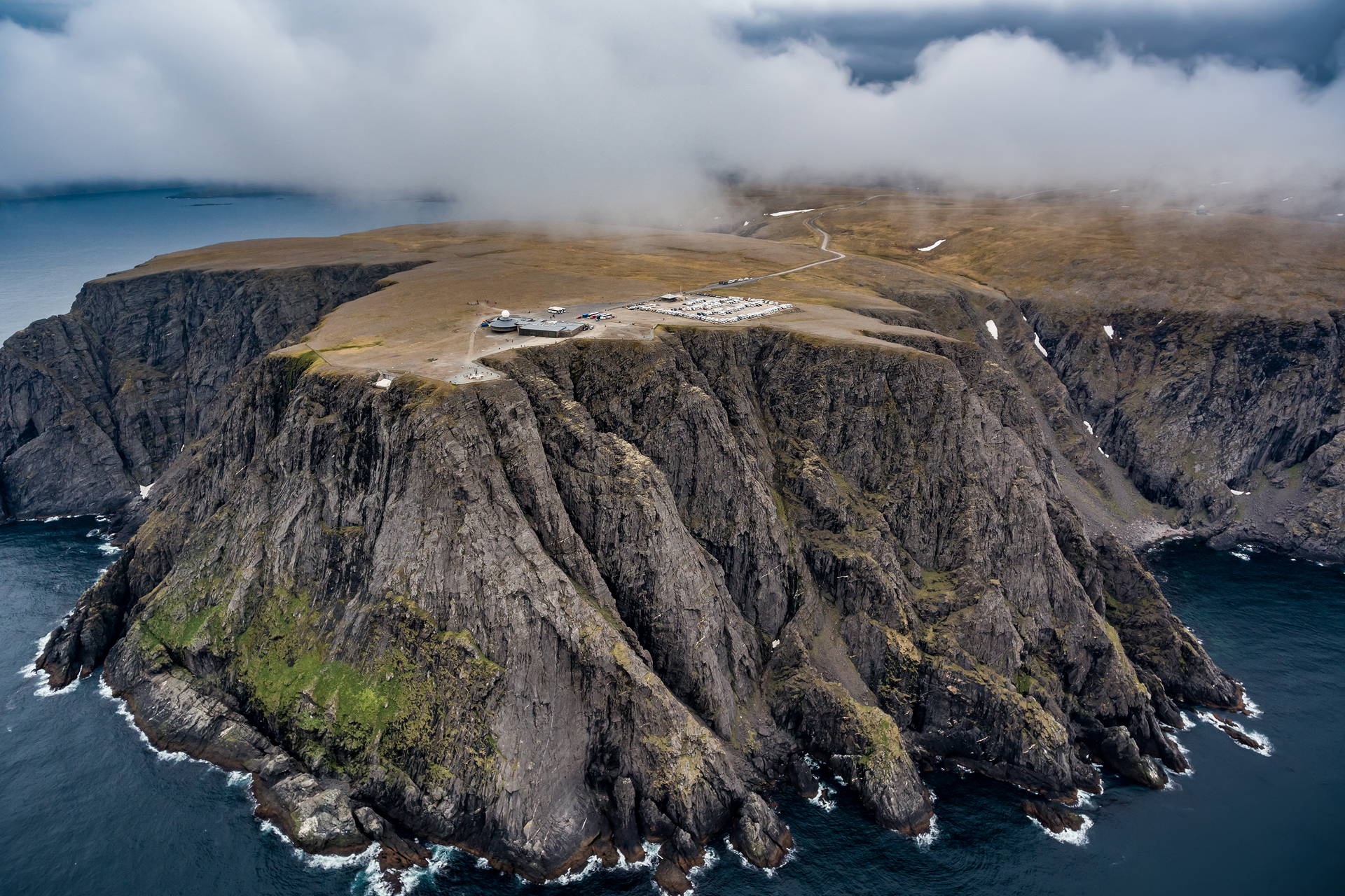 Widok z lotu ptaka na Przylądek Północny (Nordkapp).