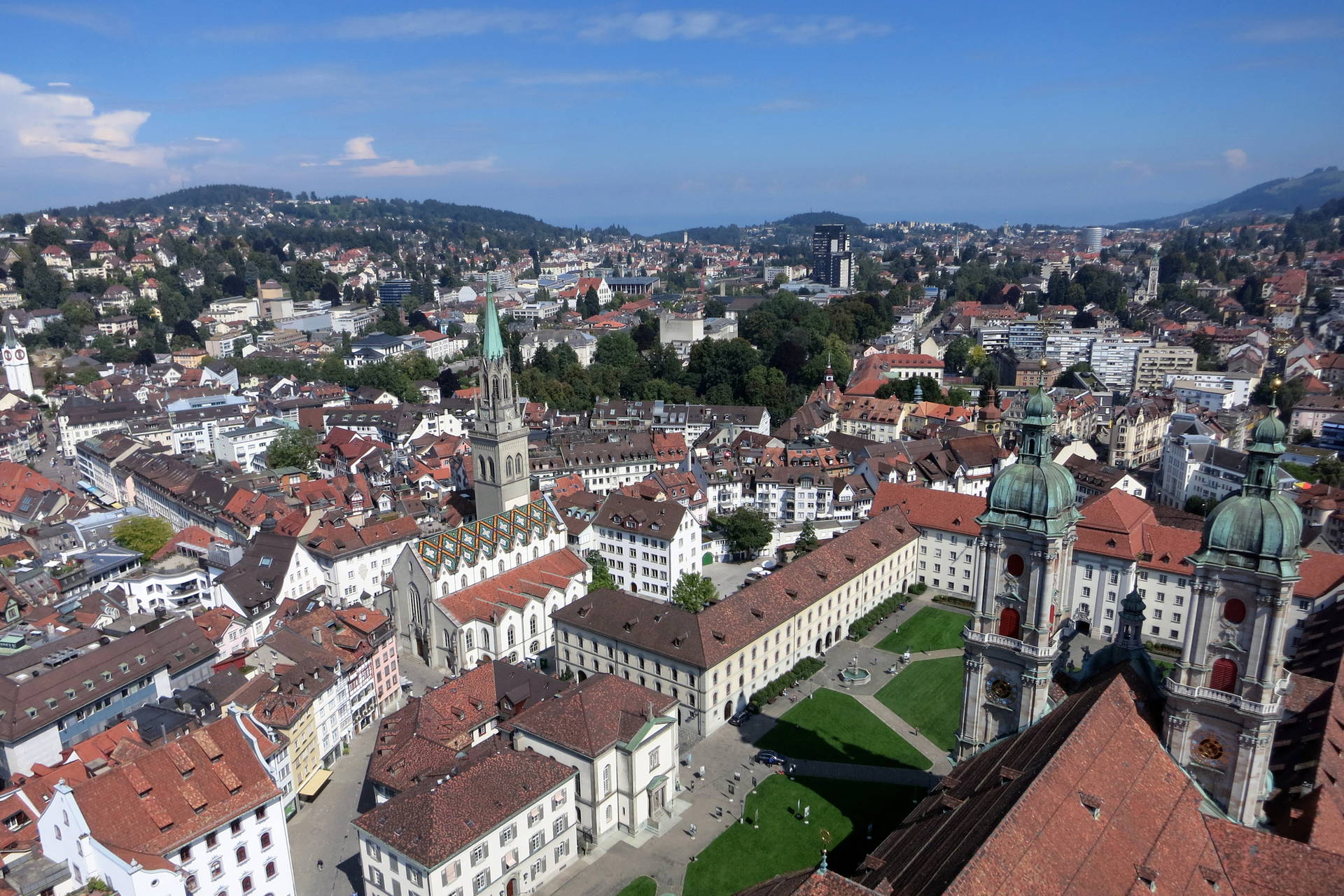 Widok z góry na St. Gallen w Szwajcarii.