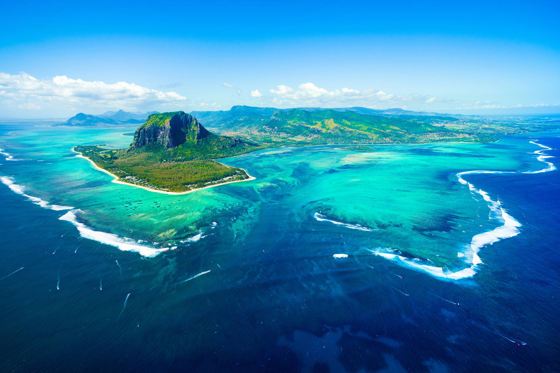 Zdjęcie lotnicze półwyspu Le Morne Brabant na Mauritiusie.