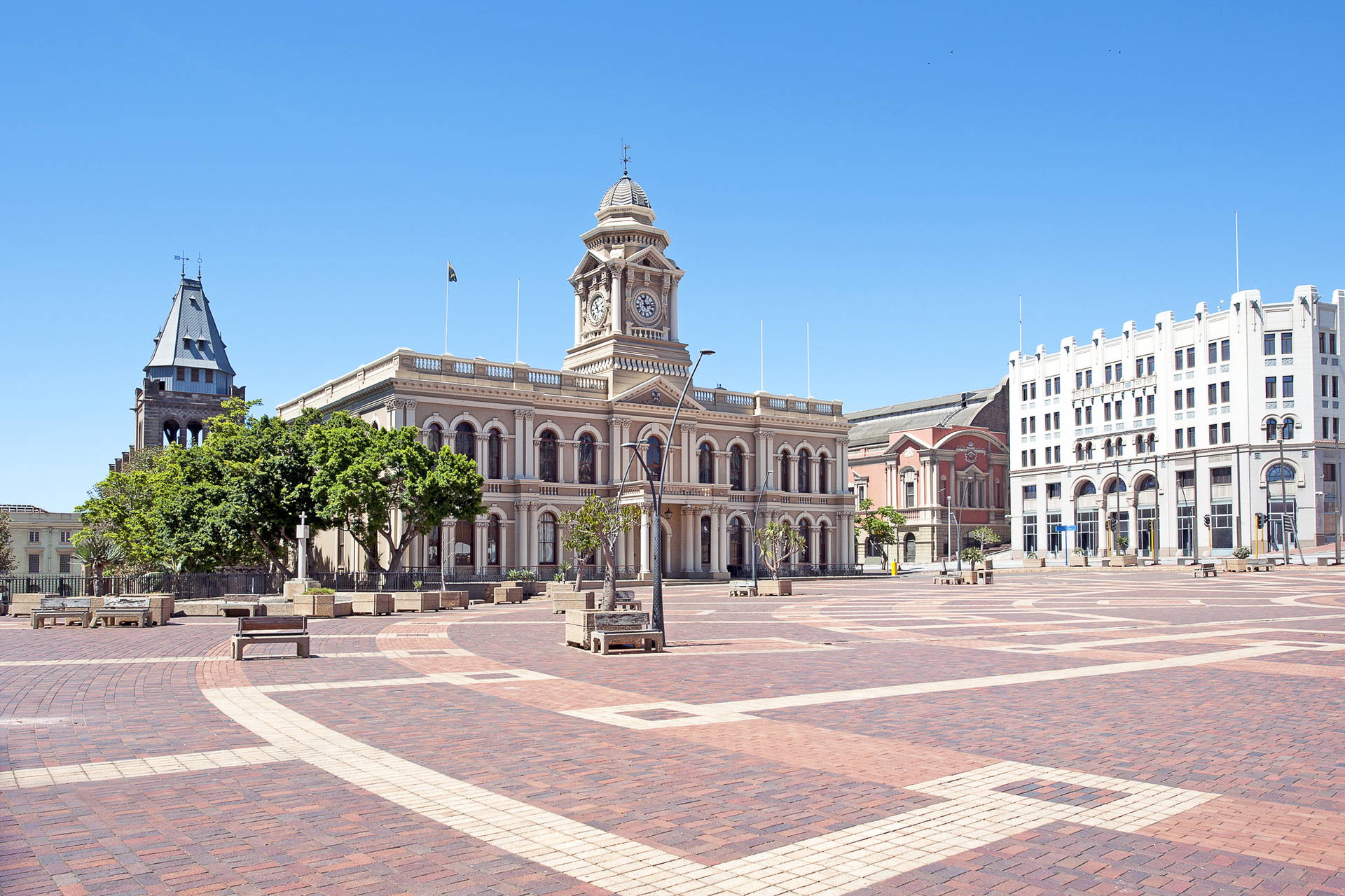 Plac z budynkami w Port Elizabeth, RPA.