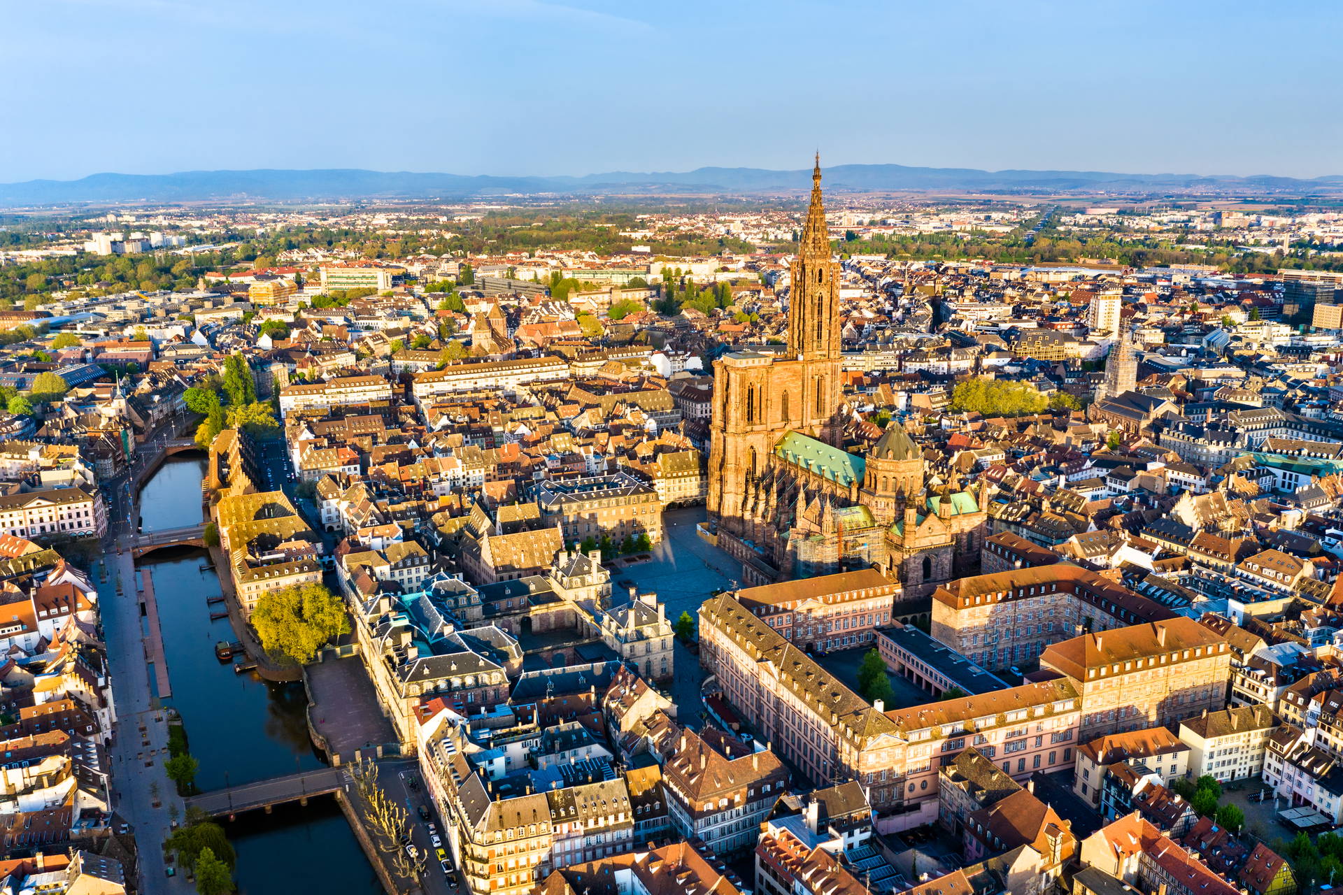 Panorama Strasburga z katedrą Notre-Dame w tle.