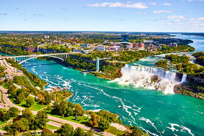 Wodospad Niagara z lotu ptaka.