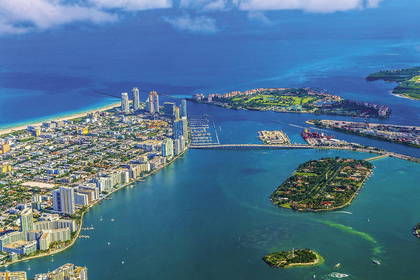 Miami Beach na Florydzie z lotu ptaka.