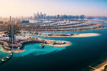 Palm Jumeirah w Dubaju z lotu ptaka.