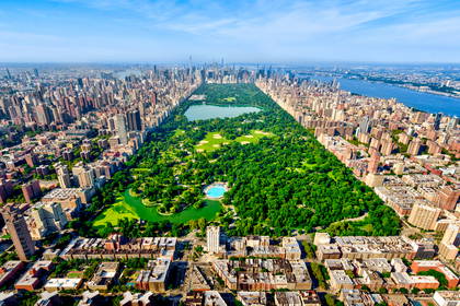 Central Park w Nowym Jorku sfotografowany z góry.