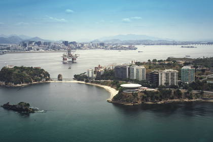 Panorama Rio de Janeiro z Muzeum Sztuki Współczesnej.