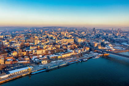 Zimowa panorama Belgradu.
