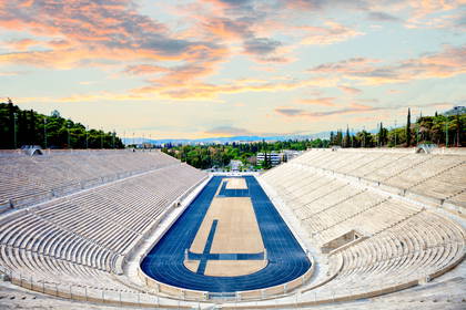 Stadion Panatenajski w Atenach z lotu ptaka.