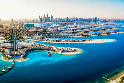 Panorama Dubaju. Widok z góry na Palm Jumeirah.