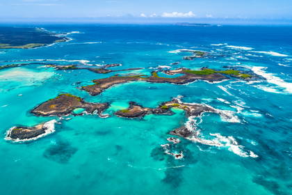 Wyspy Galapagos z lotu ptaka.