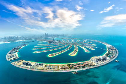 Palm Jumeirah w Dubaju z lotu ptaka.